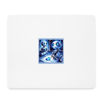 Roboter schreibt Liebesbrief mit blauem Herzen Comics - Mousepad (Querformat) - Weiß - Vorne
