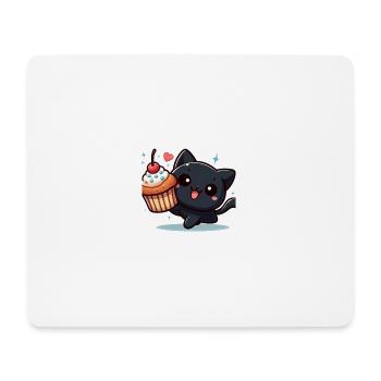 Sweet Kitty Black Cheerful with Muffin - Mouse Pad (horizontal) - white - Front