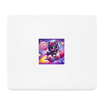 Space Kitty avec sucette et boucle rose dans l’espace - Tapis de souris (format paysage) - blanc - Devant