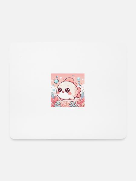 Kawaii Fisch - Mousepad (Querformat) - Weiß