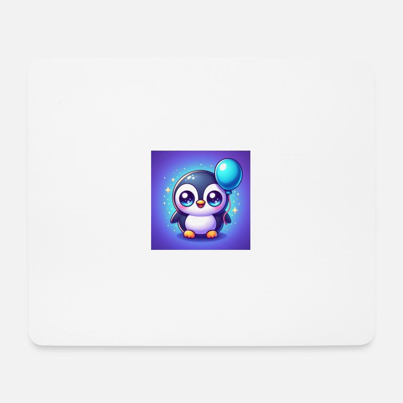 Süsser Pinguin mit grossen Augen und einem Ballon - Mousepad (Querformat) - Weiß