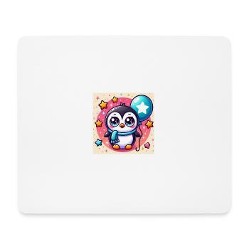 Süsser Pinguin mit Schal, Ballon und Sternen - Mousepad (Querformat) - Weiß - Vorne