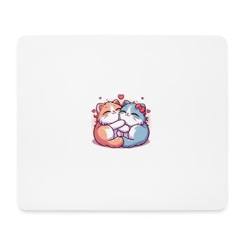 De doux chatons câlins avec des cœurs - Tapis de souris (format paysage) - blanc - Devant