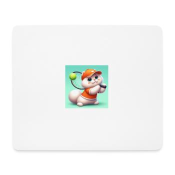 Chat moelleux jouant au tennis - Tapis de souris (format paysage) - blanc - Devant