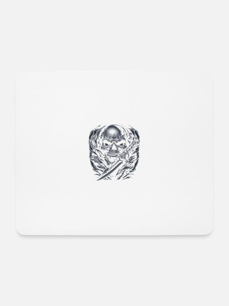 Totenkopf mit Messer - Mousepad (Querformat) - Weiß