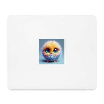 Poussin 3d moelleux avec de grands yeux en bleu - Tapis de souris (format paysage) - blanc - Devant