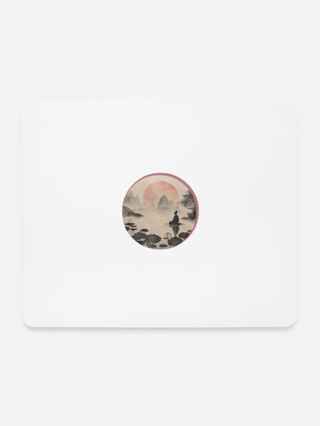 Japanese art style Zen - Mouse Pad (horizontal) - white