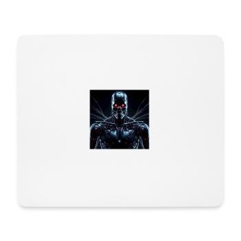 Cyborg mit roten Augen auf schwarzem Hintergrund - Mousepad (Querformat) - Weiß - Vorne
