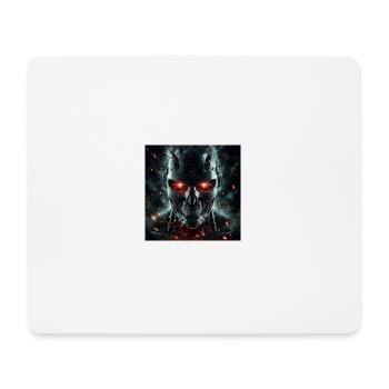 Cyborg with red eyes, fire and sparks - Mouse Pad (horizontal) - white - Front