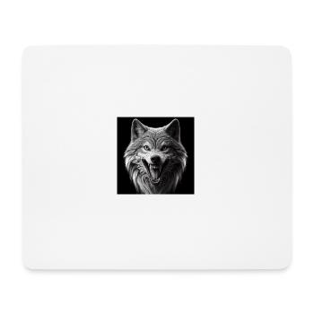 Wolf Hyperrealism 3D Gray on Black - Mouse Pad (horizontal) - white - Front