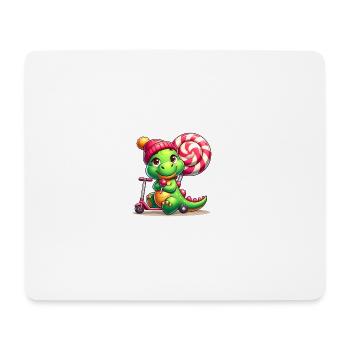 Crocodile green with hat lollipop and lollipop roller - Mouse Pad (horizontal) - white - Front