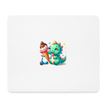 Dino green with cream cone and roller - Mouse Pad (horizontal) - white - Front