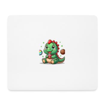 Dino petit avec muffin et biscuit - Tapis de souris (format paysage) - blanc - Devant