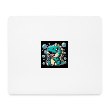 Dino mit Seifenblasen im Weltraum - Mousepad (Querformat) - Weiß - Vorne