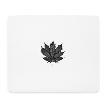 Monochrome Cannabis Leaf on Black - Mouse Pad (horizontal) - white - Front