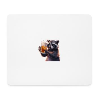 Waschbär Bier Geschenk - Mousepad (Querformat) - Weiß - Vorne