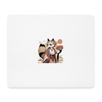 Élégance Kitsune en Tenue Traditionnelle - Tapis de souris (format paysage) - blanc - Devant