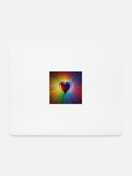 Regenbogen Herz - Mousepad (Querformat) - Weiß