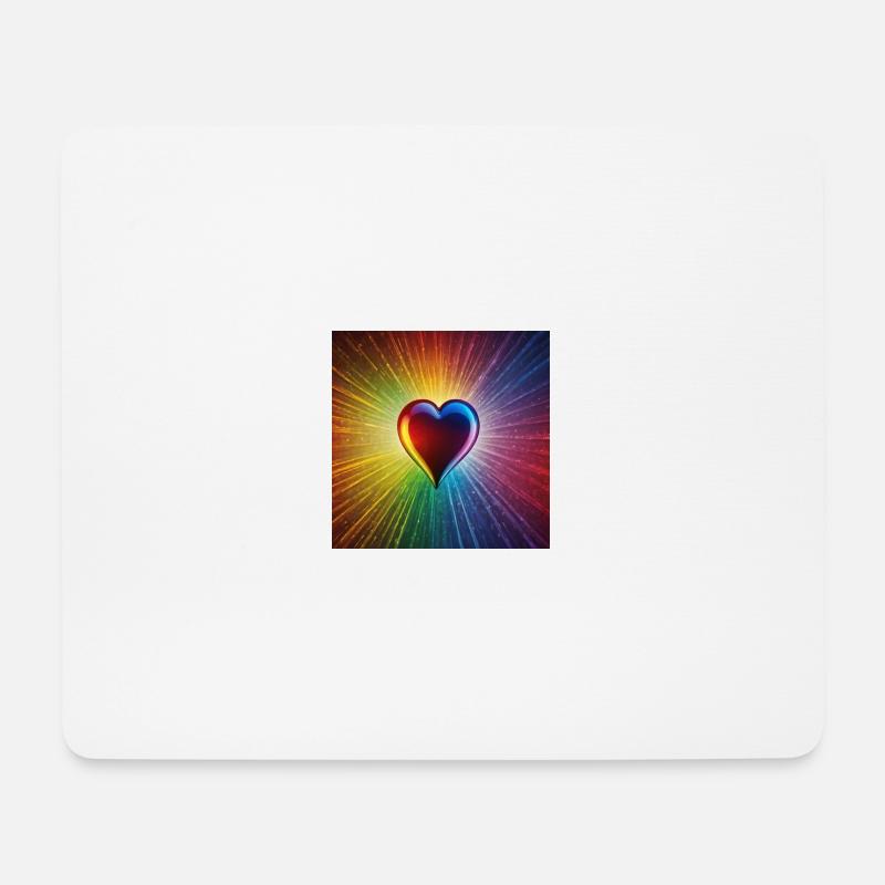 Regenbogen Herz - Mousepad (Querformat) - Weiß