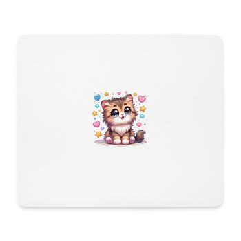 Cute kitten with big eyes and fluffy - Mouse Pad (horizontal) - white - Front