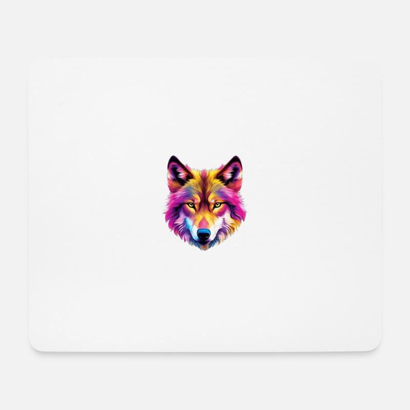 Farbiger Wolf - Mousepad (Querformat) - Weiß