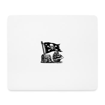 Piratenabenteuer mit Totenkopf und Schiff - Mousepad (Querformat) - Weiß - Vorne