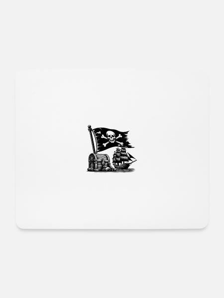 Piratenabenteuer mit Totenkopf und Schiff - Mousepad (Querformat) - Weiß