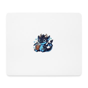 Cute blue Dragon iced Coffee , Drache Eiskaffee - Mousepad (Querformat) - Weiß - Vorne