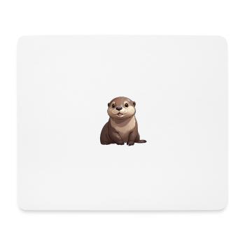Loutre assise mignonne - Tapis de souris (format paysage) - blanc - Devant