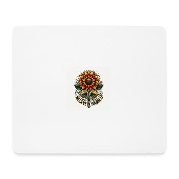 Tournesol en fleurs, croyez en vous - Tapis de souris (format paysage) - blanc - Devant