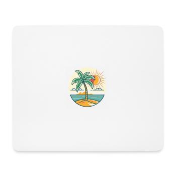 Inselpalme am Sonnenuntergang - Mousepad (Querformat) - Weiß - Vorne