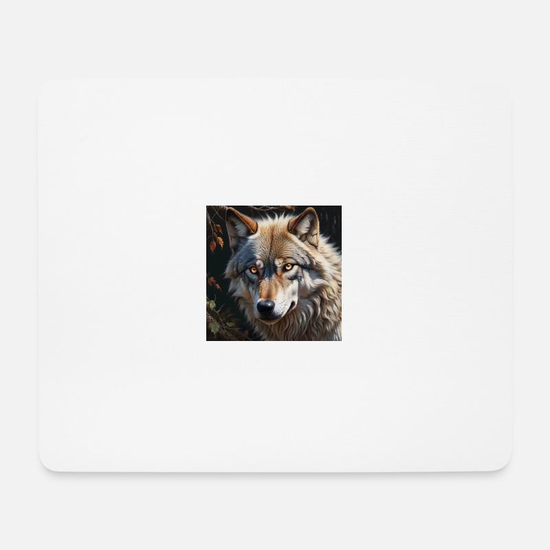 Wolf - Mousepad (Querformat) - Weiß