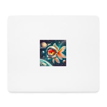 Goldfisch auf dem Weg ins Weltall - Mousepad (Querformat) - Weiß - Vorne