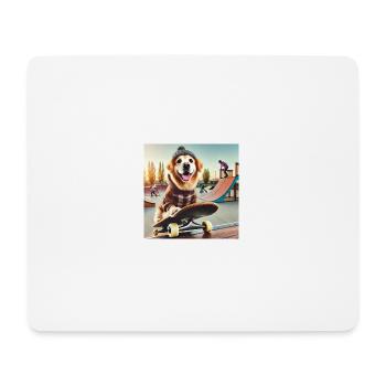 Hund auf Skateboard - Mousepad (Querformat) - Weiß - Vorne