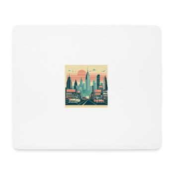 Rétro ville lever de soleil - Tapis de souris (format paysage) - blanc - Devant