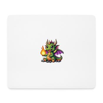Farbiger Drachen mit Feuerball - Mousepad (Querformat) - Weiß - Vorne