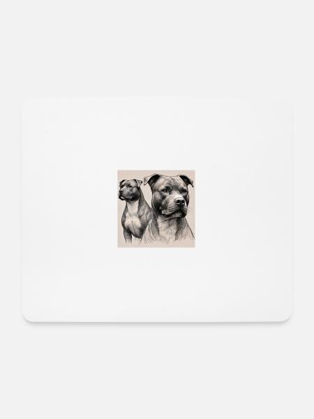 Pitbull Porträt - Mousepad (Querformat) - Weiß