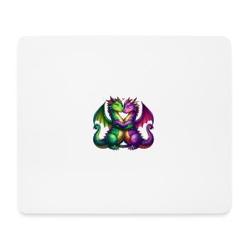 Bunte Drachen fürs Fantasie-Shirt - Mousepad (Querformat) - Weiß - Vorne