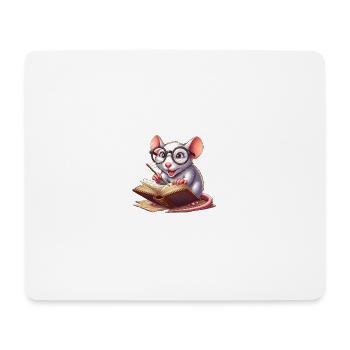 Leseratte mit Brille - Mousepad (Querformat) - Weiß - Vorne