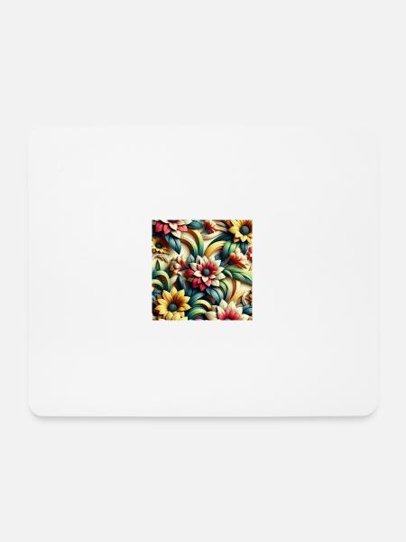 Blumenmuster 3D Effekt - Mousepad (Querformat) - Weiß