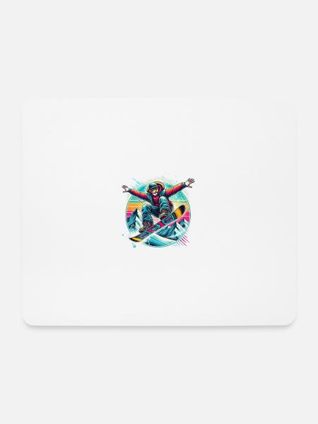 Snowboard Jump - Mousepad (Querformat) - Weiß