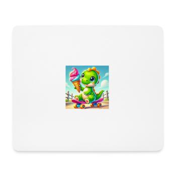 Dino with cream cone sitting on a skateboard - Mouse Pad (horizontal) - white - Front