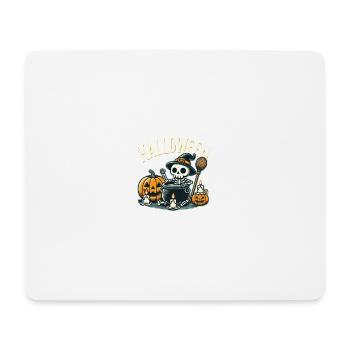 Niedliches Halloween Skelett mit Kürbis und Kessel - Mousepad (Querformat) - Weiß - Vorne