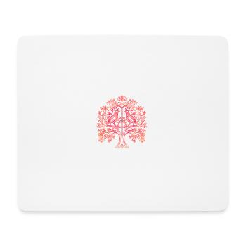 Baum des Lebens mit orangefarbenen und roten Vögeln - Mousepad (Querformat) - Weiß - Vorne