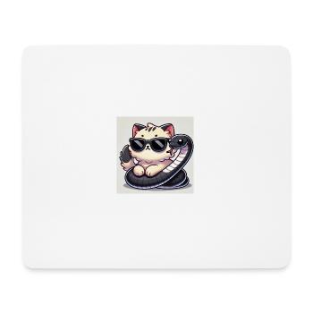 Katze Cool - Mousepad (Querformat) - Weiß - Vorne