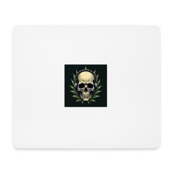 Skull With Headphones On His Head With A Weed Leaf - Mouse Pad (horizontal) - white - Front