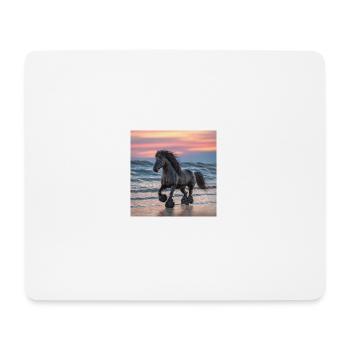 Friesenpferd am Strand - Mousepad (Querformat) - Weiß - Vorne