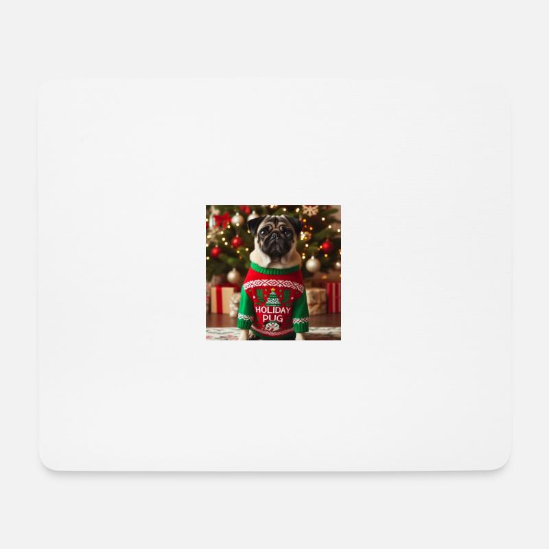 Carlin de Noël - Tapis de souris (format paysage) - blanc