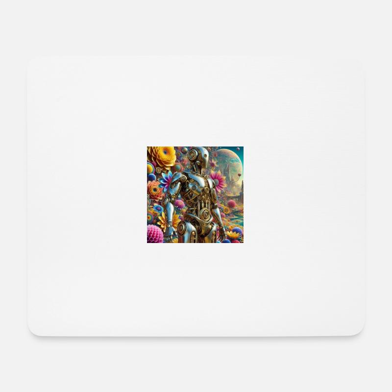 Hippieroboter - Mousepad (Querformat) - Weiß