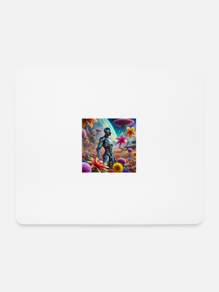 Hippieroboter - Mousepad (Querformat) - Weiß
